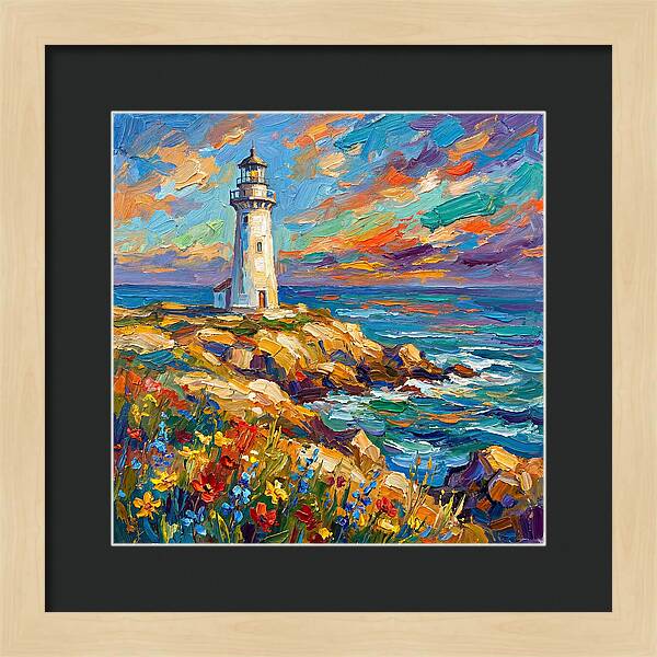White Lighthouse Against Vibrant Skies
