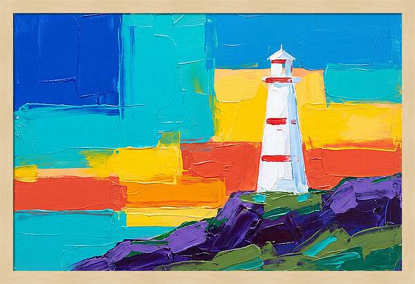 White Lighthouse Against Vibrant Sky