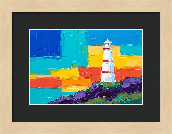 White Lighthouse Against Vibrant Sky