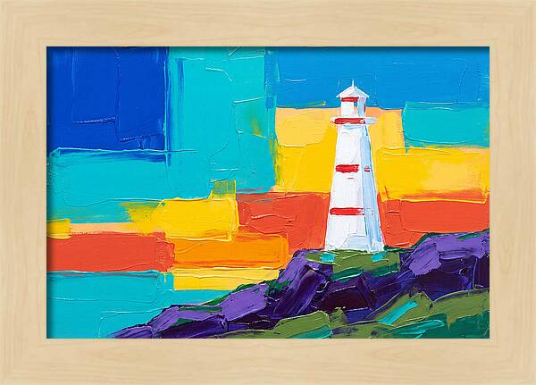 White Lighthouse Against Vibrant Sky