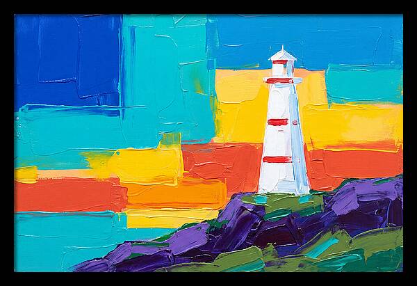 White Lighthouse Against Vibrant Sky