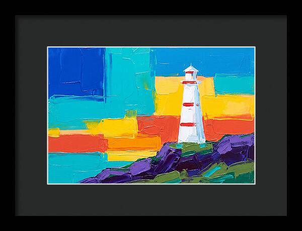 White Lighthouse Against Vibrant Sky