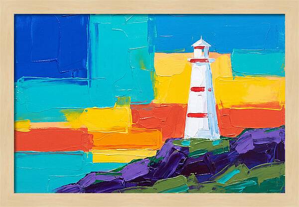 White Lighthouse Against Vibrant Sky