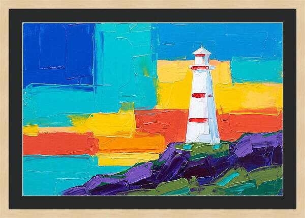 White Lighthouse Against Vibrant Sky