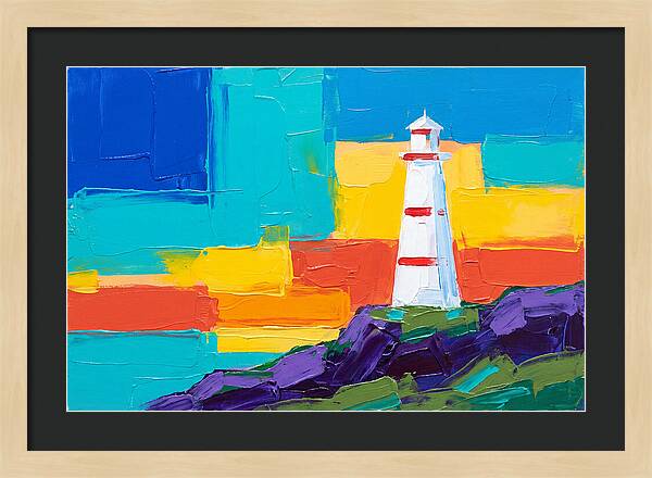 White Lighthouse Against Vibrant Sky