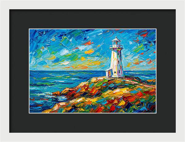 White Lighthouse By The Sea