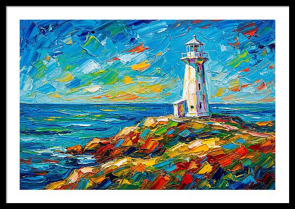White Lighthouse By The Sea