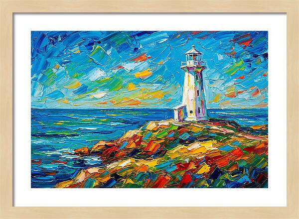 White Lighthouse By The Sea