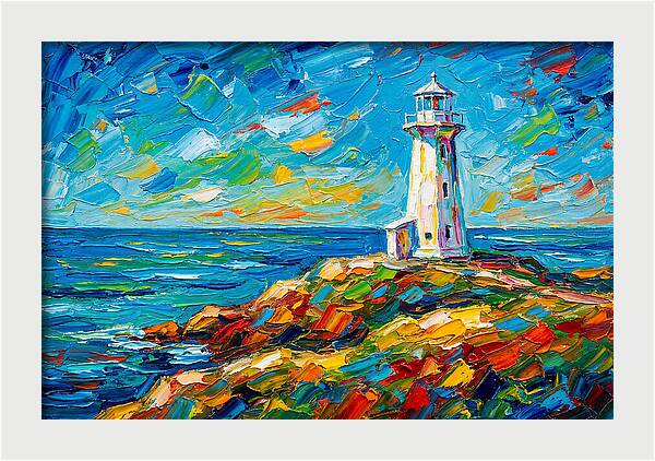 White Lighthouse By The Sea