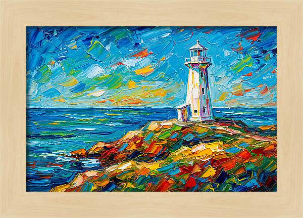 White Lighthouse By The Sea