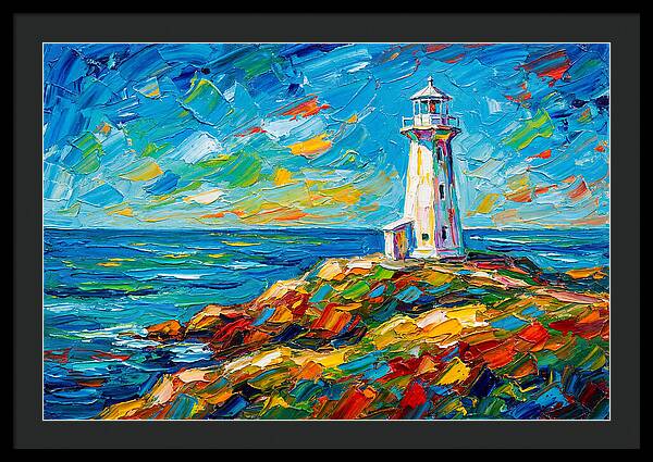 White Lighthouse By The Sea