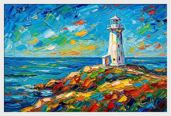 White Lighthouse By The Sea
