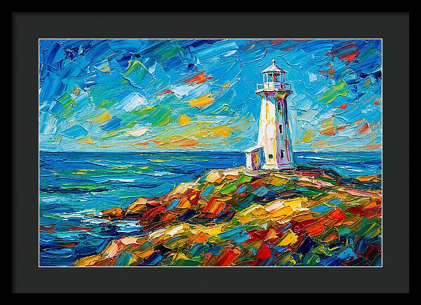 White Lighthouse By The Sea