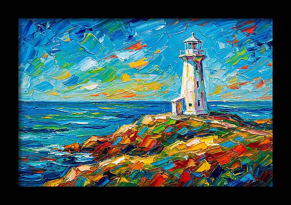 White Lighthouse By The Sea
