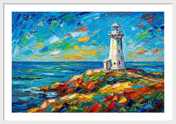 White Lighthouse By The Sea