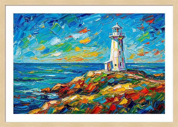 White Lighthouse By The Sea