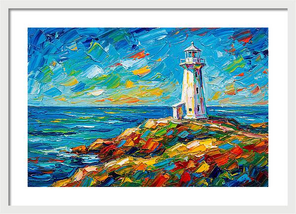 White Lighthouse By The Sea