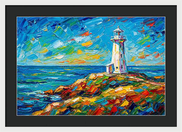 White Lighthouse By The Sea