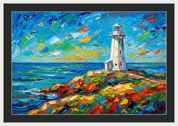White Lighthouse By The Sea