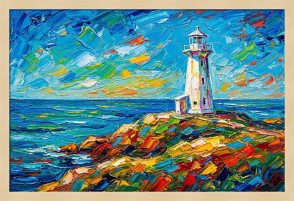 White Lighthouse By The Sea
