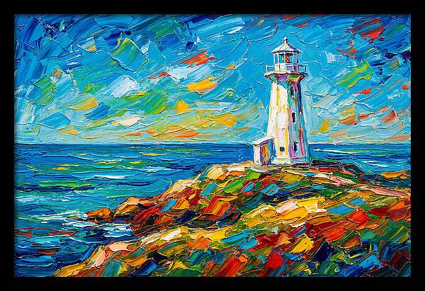 White Lighthouse By The Sea