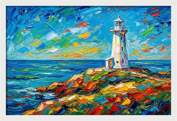 White Lighthouse By The Sea