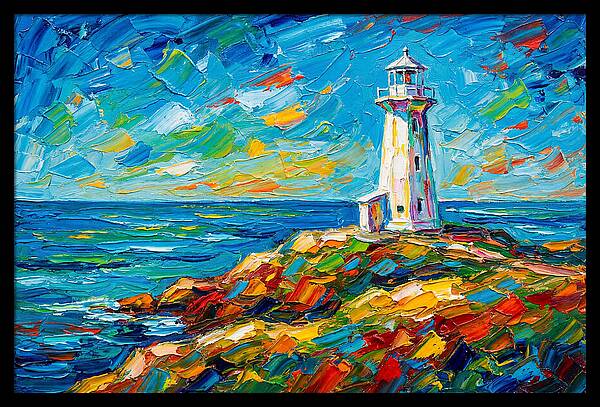 White Lighthouse By The Sea