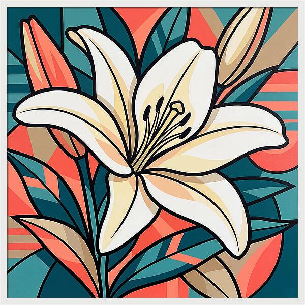 White Lily In Vibrant Colors