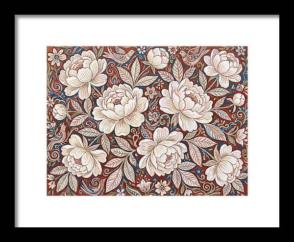White Peonies In Folk Style