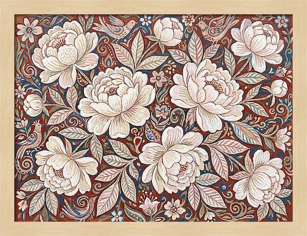 White Peonies In Folk Style