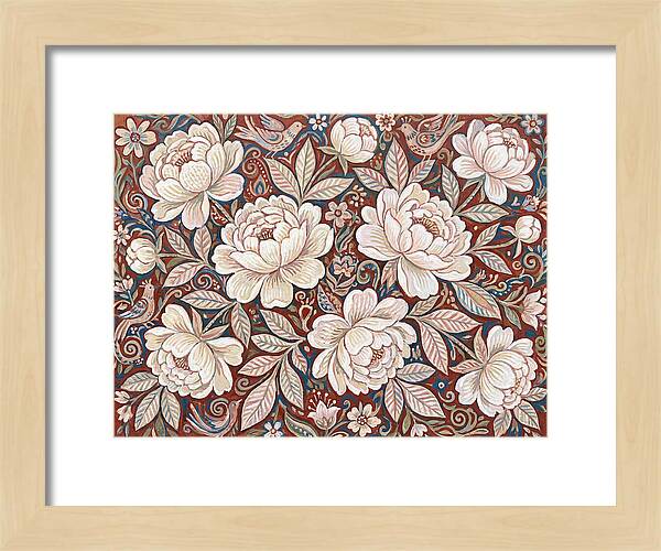 White Peonies In Folk Style