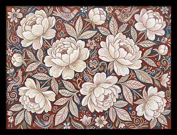 White Peonies In Folk Style