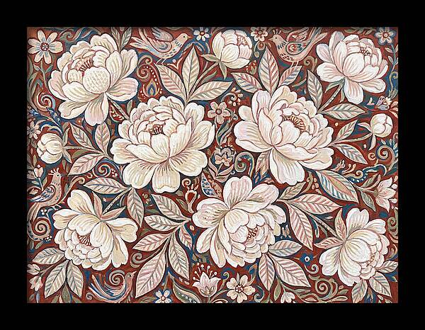 White Peonies In Folk Style