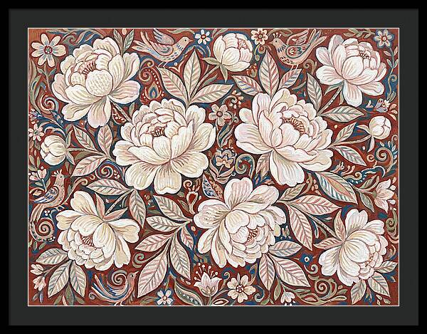 White Peonies In Folk Style
