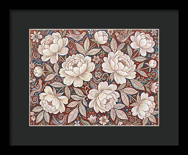 White Peonies In Folk Style
