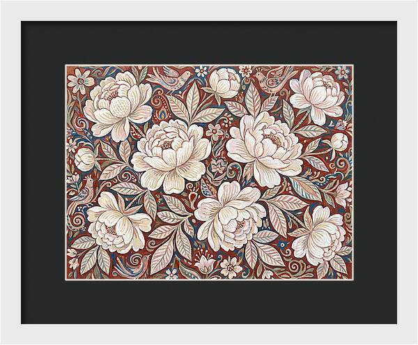 White Peonies In Folk Style