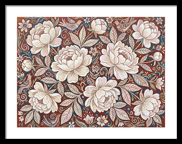 White Peonies In Folk Style