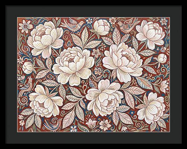 White Peonies In Folk Style