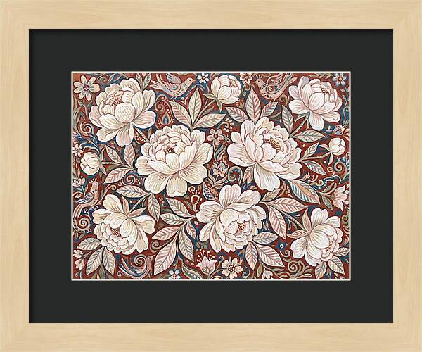 White Peonies In Folk Style