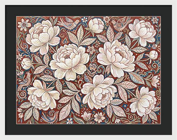 White Peonies In Folk Style