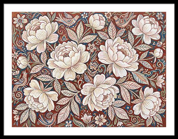 White Peonies In Folk Style