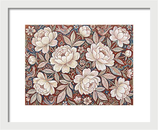 White Peonies In Folk Style