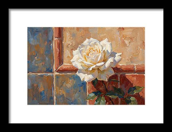 White Rose Against Tiles