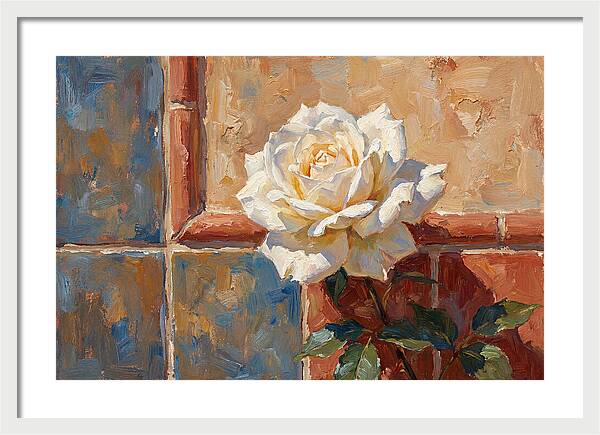 White Rose Against Tiles