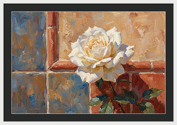 White Rose Against Tiles