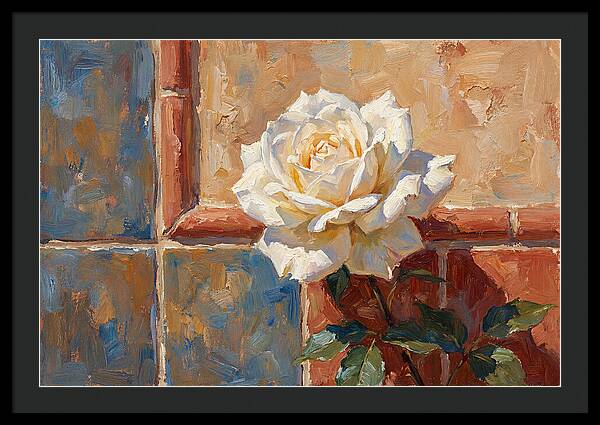 White Rose Against Tiles