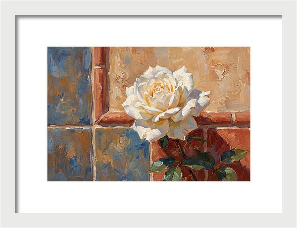 White Rose Against Tiles
