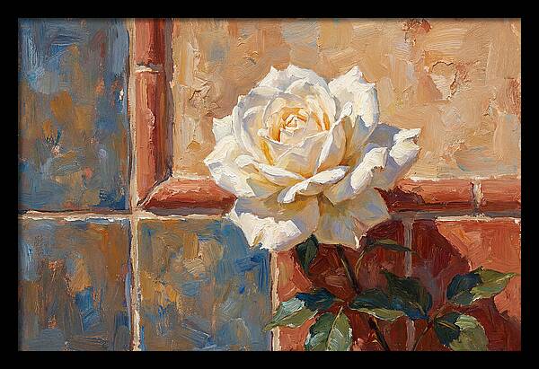 White Rose Against Tiles