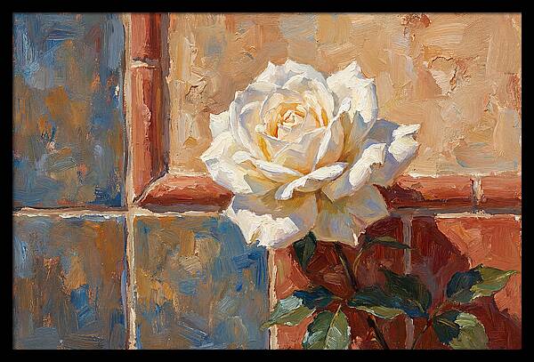 White Rose Against Tiles