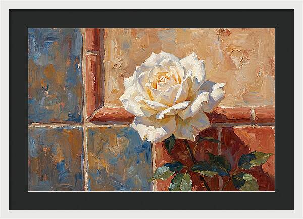 White Rose Against Tiles